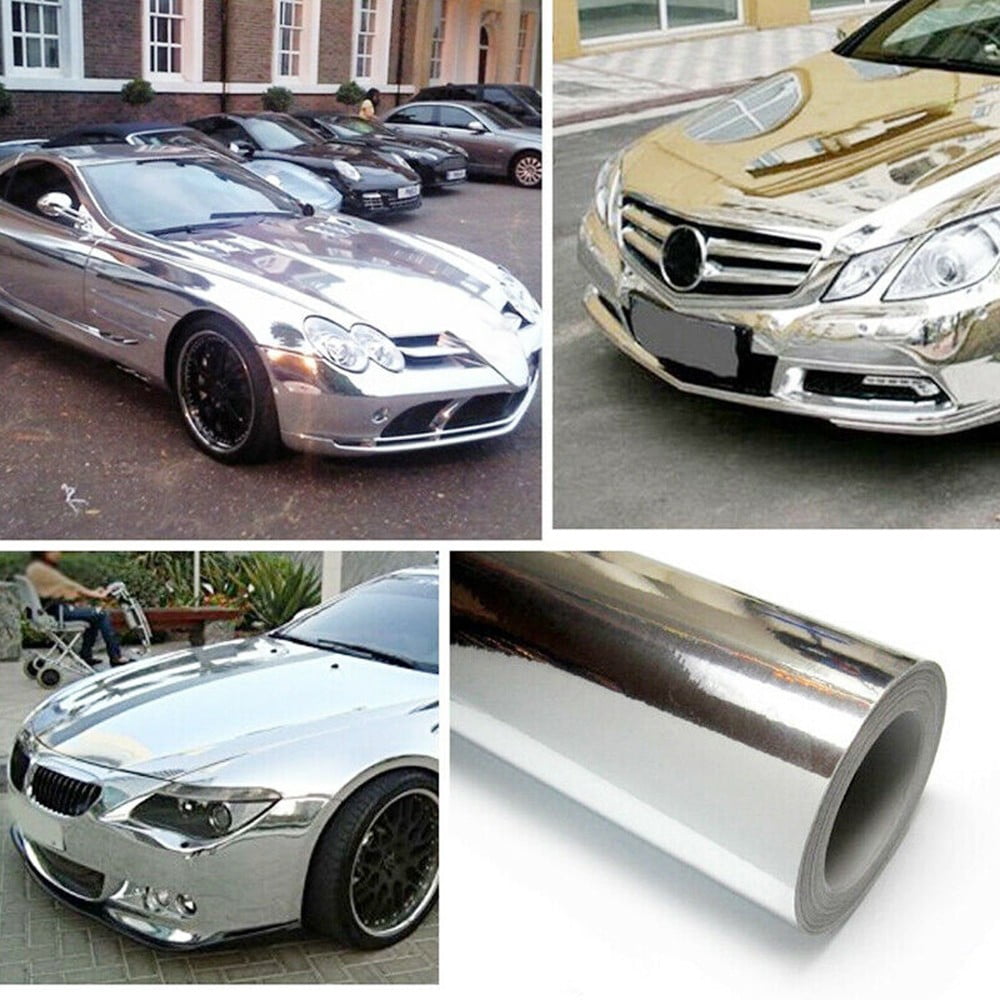 Silver Chrome Mirror Vinyl Wrap Film Car Sticker Decal Anti-UV Waterproof