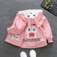 thumbnail image 5 of GYRATEDREAM Toddler Baby Girls Lightweight Hooded Jacket Outwear Kids Rabbit Ear Hood Print Zipper Outdoor Windbreaker Children Trench Coat for 13 Months-7 Years, 5 of 8