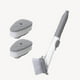 thumbnail image 2 of Cepillo automático dispensador de jabón para platos con 3 cabezas reemplazables - Cepillo de plástico gris para fregadero de cocina para ollas, sartenes y utensilios, 2 of 9