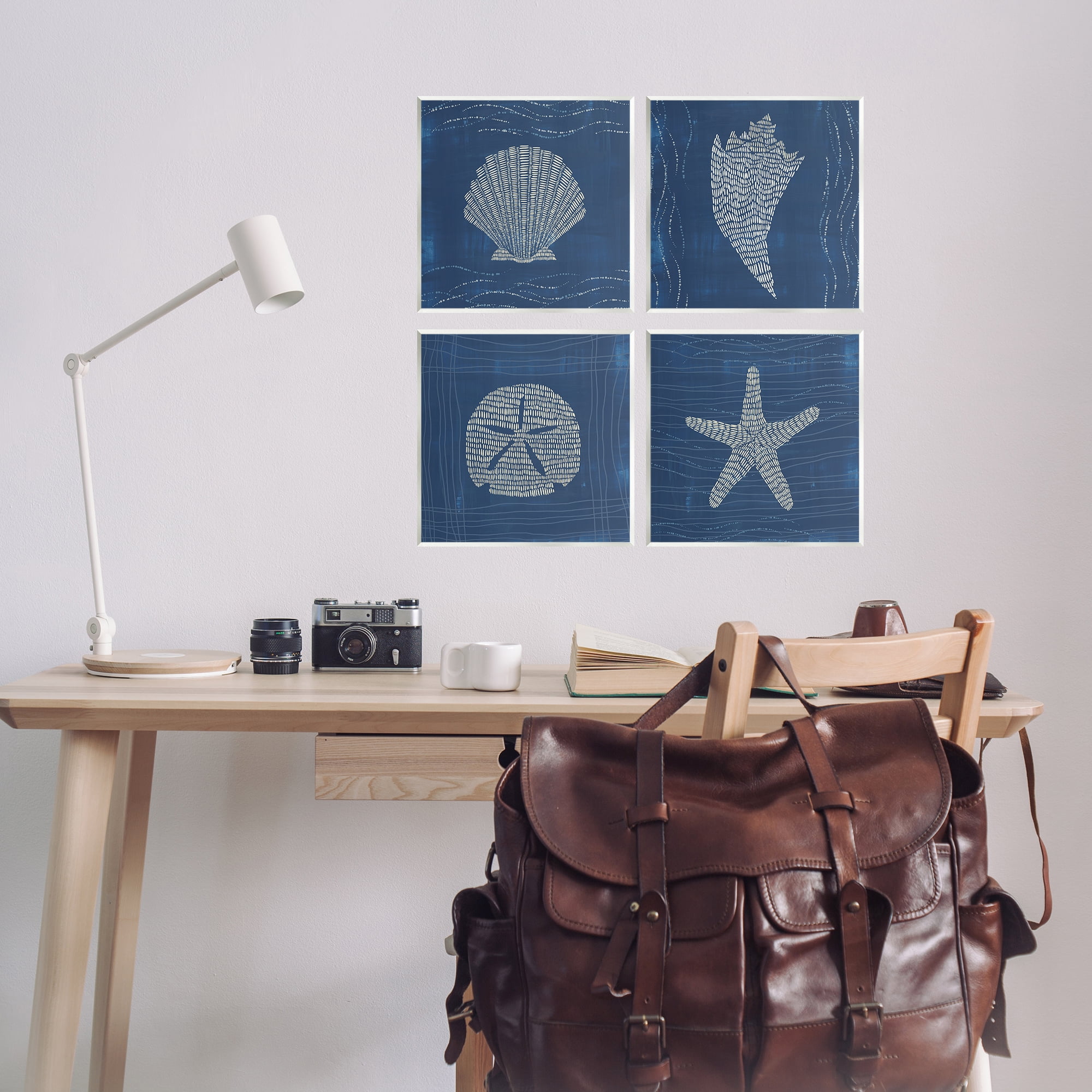 Stupell Industries Patterned Sea Life Portraits Nautical & Beach Painting Unframed Art Print Wall Art, 12 x 12, Set of 4