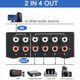 thumbnail image 3 of Switcher RCA Bidireccional de 4 Vías Splitter HiFi AV L/R Canal de Sonido 2 en 4 Salidas O 4 en 2 Salidas, 3 of 10
