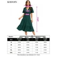 thumbnail image 5 of Women's Wrap V Neck Midi Dress Long Sleeve Smocked Waist Tiered A Line Pleated Flowy Long Dress, 5 of 5