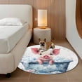 thumbnail image 4 of 8ft Washable Large Round Rug, Pig Taking Non-Slip Circle Area Rug for Living Room Dining Room, A Bath Indoor Floor Mat for Home Decor, 4 of 9