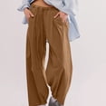 thumbnail image 5 of fheaev Wide Leg Linen Pants For Women Summer Drawstring Elastic Waist Loose Cotton Linen Pants With Pockets Lightweight Trousers Pants Summer Casual Outing Pants, 5 of 9