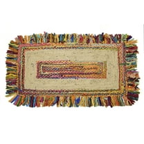 Oussum Hand Woven Natural Jute Cotton Area Rug Indoor Home Décor Braided Chindi Rugs Runner Online