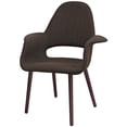 thumbnail image 5 of Homelala - Set of 2 Organic Upholstered Fabric Modern Armchairs with Dark Walnut Brown Wooden Legs for Dining Room Office or Accent Chair (Brown), 5 of 5