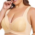 thumbnail image 5 of Hugcore Bras for Women Wireless Front Closure Lace Bra for Women - Comfortable Full Coverage Underwear, Ideal for Everyday Wear,Beige,L, 5 of 10