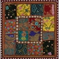 thumbnail image 3 of Stylo Culture Ethnic Decorative Throw Pillow Covers Patchwork 16x16 Embroidered Cowrie Sea Shell Tassels Brown Tribal Hippie 40cm x 40cm Bed Room Cotton Floral Square Cushion Covers | Set Of 5, 3 of 3