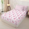 thumbnail image 2 of Homewish Pink Bow Zipper Full Size Comforter Sets with Fitted Sheet and 2 Pillowcases,Princess Style Zipper Bedding Set,Pink Reversible,4-Piece, 2 of 7