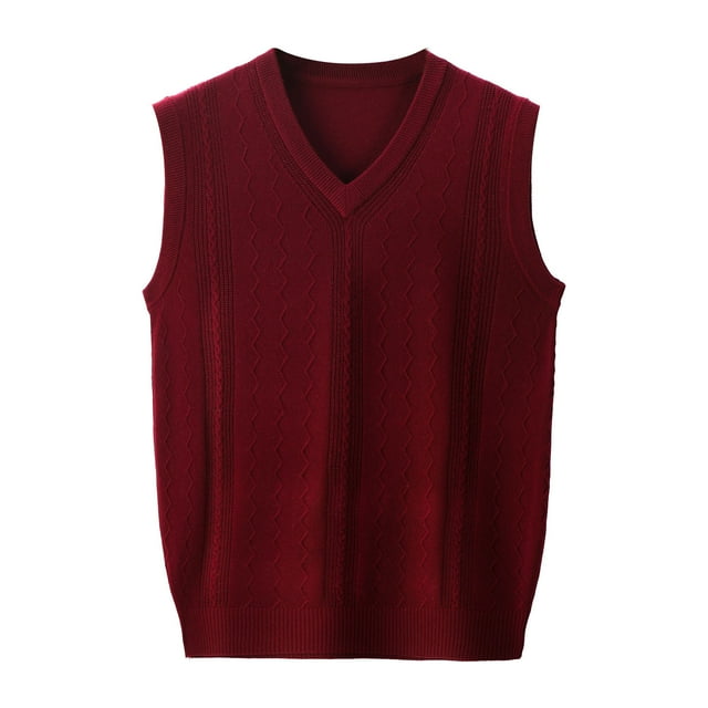 Styesk Mens Sweater Men's-neck Knitted Colorblocked Casual All-match Sleeveless Pullover