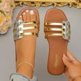 thumbnail image 6 of Eltusu Women Flat Slide Sandals, Slip On Open Toe Summer Fashion Beach Sandals Shoes Silver Size 6.5, 6 of 9