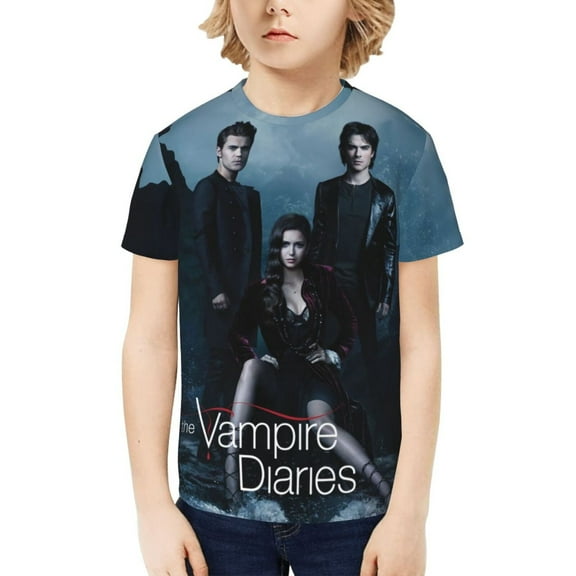 The Vampire Diaries Kids T-Shirt 3d Printed Graphic T-Shirts Boys And Girls Short Sleeve Shirts For Youth Kids X-Small