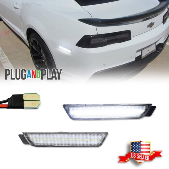 GTINTHEBOX Clear Lens Rear Side Marker Light White LED Lamps For 2010-2015 Chevrolet Camaro