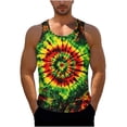 thumbnail image 2 of BLTIBY Men's Tank Top Tie Dye Graphic Sleeveless Beach Shirts Crew Neck Pullover Blouse for Vacation Gym Running Workout Army Green XL, 2 of 6