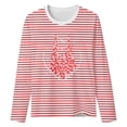 thumbnail image 4 of Glisme Girls Tops Size 3-4 Years Long Sleeve Stripe T-Shirts Colorful Festival Party T-Shirts Comfortable Casual For Kids Softness Red Graphic Tee, 4 of 4