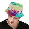 thumbnail image 5 of Sombrero de pescador teñido anudado estampado, sombrero de protección solar para exteriores, sombrero de tazón de doble cara con graffiti, 5 of 5