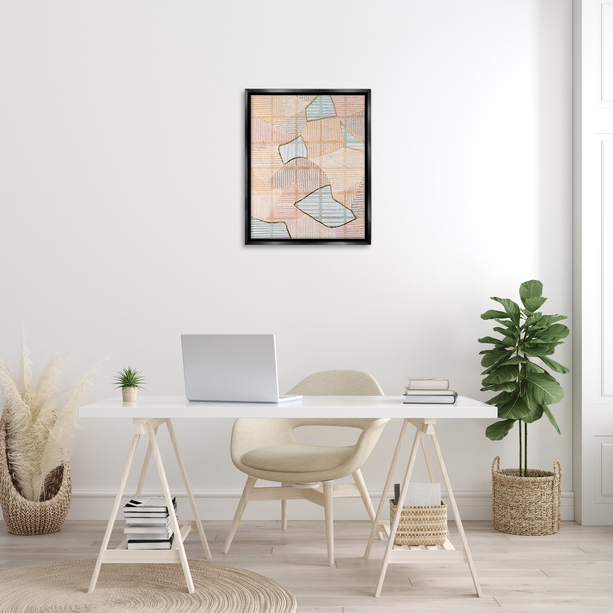 Stupell Industries Stripe Patterned Abstraction Abstract Painting Black Floater Framed Canvas Art Print Wall Art, 25 x 31