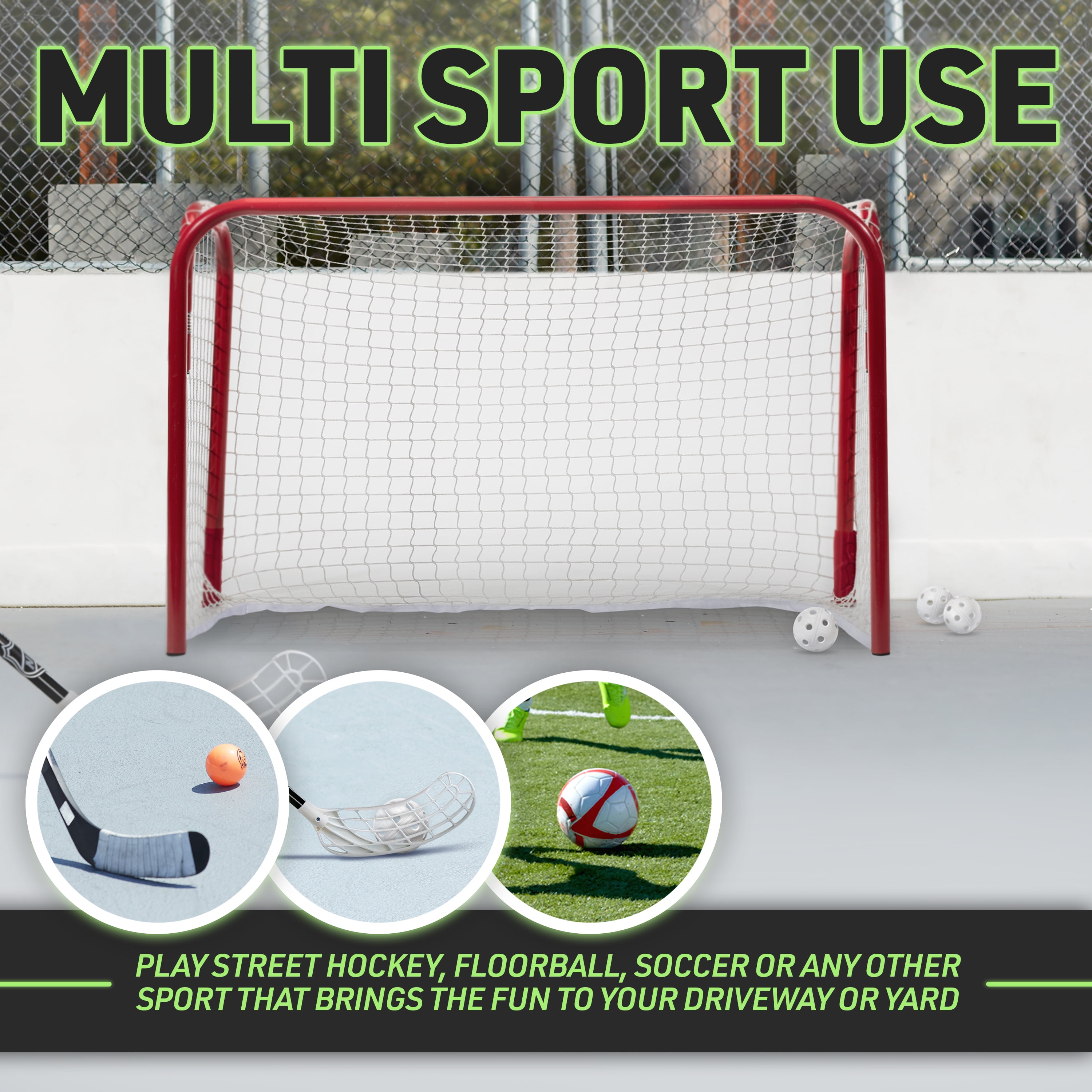 Franklin Sports Kids Mini Street Hockey Goal - Portable Folding Steel Floorball Goal - 36" x 24"