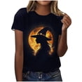thumbnail image 2 of VKOYWKM Halloween T-Shirts for Women Short Sleeve T-Shirt Funny Witch Graphic Tees Fall Crew Neck Spooky Tops, 2 of 6