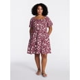 thumbnail image 2 of Time and Tru Women's Mini Dress with Puff Sleeves, Sizes XS-XXXL, 2 of 6