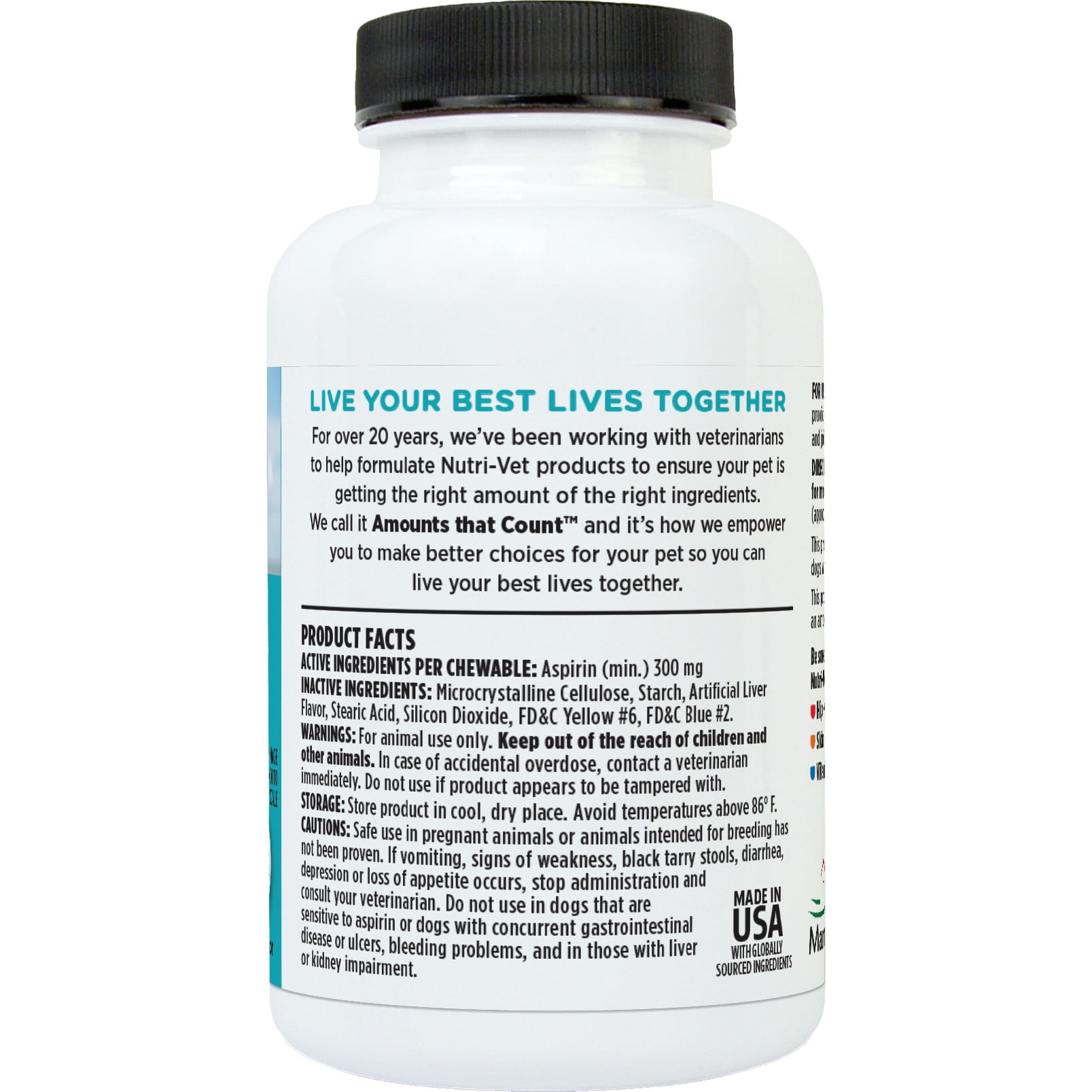 Nutri-Vet Aspirin for Dogs - Medium to Large Dogs - 300mg - 75 count