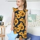 thumbnail image 4 of Balery Navy Blue Plaid Sunflower Camisón de princesa para niñas, pijama de algodón con mangas abullonadas, suave y bonito.-XX-Large, 4 of 6