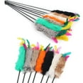 thumbnail image 2 of 1 pcs Creative & Funny Elastic plastic long pole colorful rabbit hair tease cats stick Favorite Pets toys random Colors AB Random Color, 2 of 5