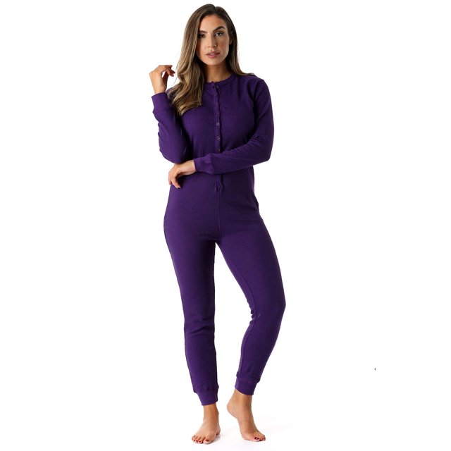 #followme Traje térmico Henley Onesie Union para mujer 6743-PRP-S Púrpura