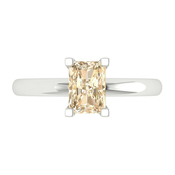 Clara Pucci 14K White Gold 1ct Morganite Solitaire Ring for Women