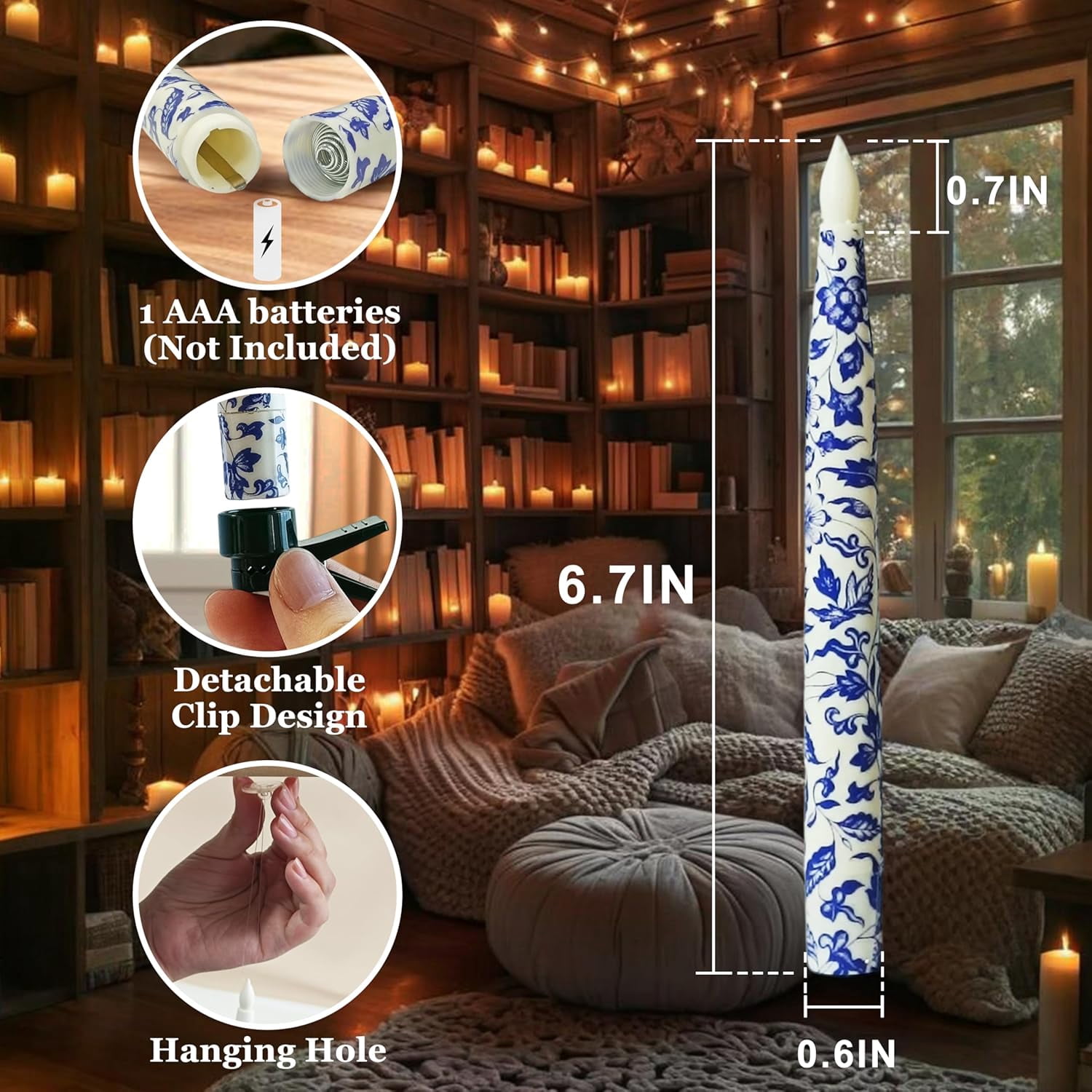 XINAOBAOLUO 12PCS Floral Floating Candles with Wand,Flickering Warm Light Flameless Floating LED Candle with Wand Remote, Magic Hanging Candles for Halloween Party Birthday Gift
