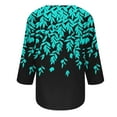 thumbnail image 5 of ALLLIST Floral Womens Tops Blue Notch Neck 3/4 Sleeve Printed Loose Button T-Shirts Tees for Women, 5 of 5