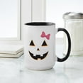 thumbnail image 4 of CafePress - Pumpkin Face Pink Bow Large Mug - 15 oz Ceramic Large White Novelty Mug, 4 of 4