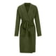 thumbnail image 5 of Suéter de mujer, cárdigan de longitud media, tejido con solapa y lazo, chaqueta para mujer, 5 of 6