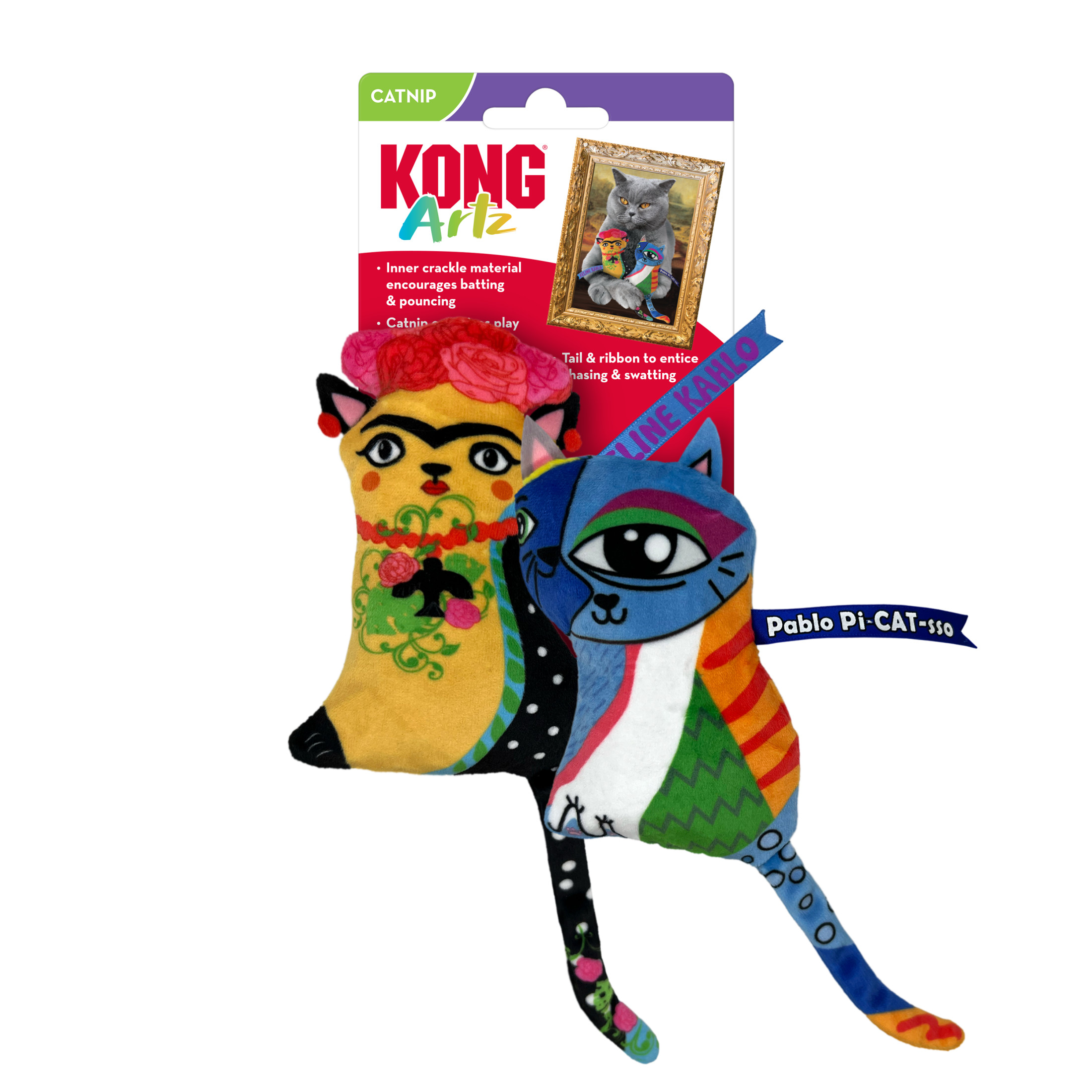 KONG® Artz Kahlo and Picasso Cat Toy, with Premium North American Catnip, 2 Pack