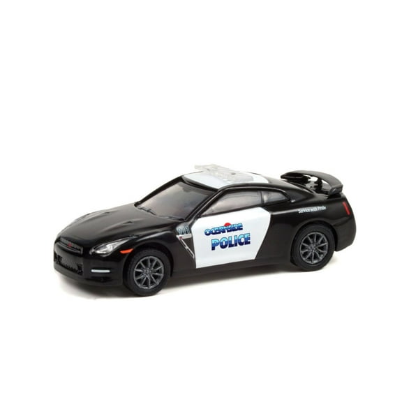 Oceanside Police California 2015 Nissan GT-R, Black and White - Greenlight 42960D/48 - 1/64 scale Diecast Model Toy Car