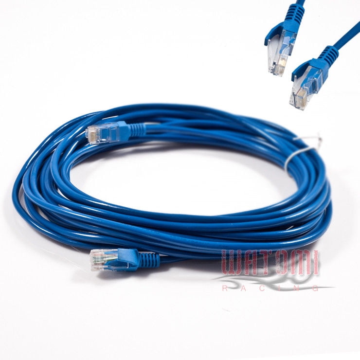 25FT CAT5 CAT5E RJ45 ETHERNET LAN NETWORK PATCH CABLE BLUE WIRE MALE CONNECTOR 