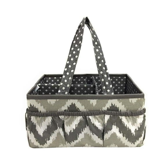 Bacati - Nursery Storage Caddy Mix N Match Ikat Chevron/Dots Grey