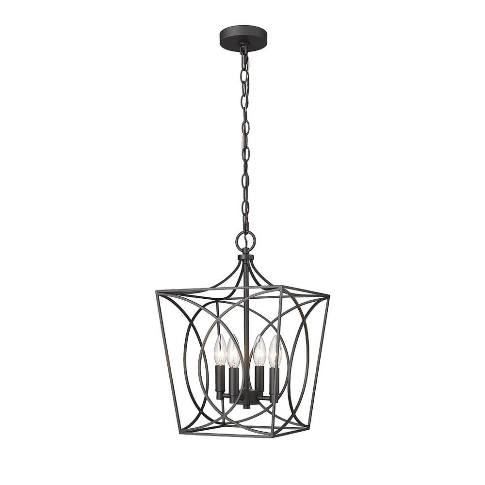 4001-MB Millennium Lighting Tracy - 4 Light Pendant-16.3 Inch Tall and 12 Inch Wide-Matte Black Finish    -Traditional Installation