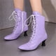 thumbnail image 2 of NECHOLOGY Botas Mujer Zapatos Botines para mujer Botas de tobillo antideslizantes con punta redonda y tacón bajo para mujer, con cordones y cremallera lateral, botas a media (Purple, 8.5), 2 of 7