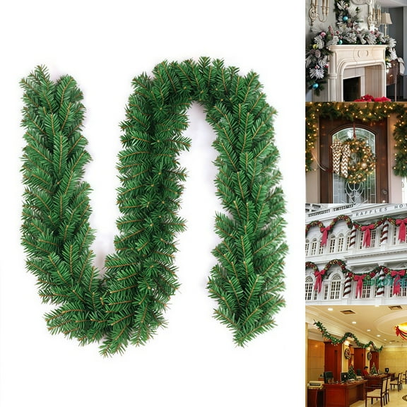 10ft Artificial Pine Garland, Lush Faux Christmas Greenery for Staircase Railings, Fireplace Mantle, Indoor Outdoor Decor
