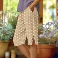 thumbnail image 2 of fheaev Capri Pant for Women Polka Dots Cotton Linen Loose Fit Side Slit Hem Button Detail Summer Casual Straight Leg with Pockets S-XL, 2 of 5