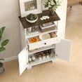 thumbnail image 2 of Bathroom Floor Cabinet, Farmhouse Storage Cabinet, 23.6" Wide Cabinet with Drawer, Adjustable Shelf, Barn Doors, Cabinets for Bathroom, Kitchen, Living Room, White, 2 of 7