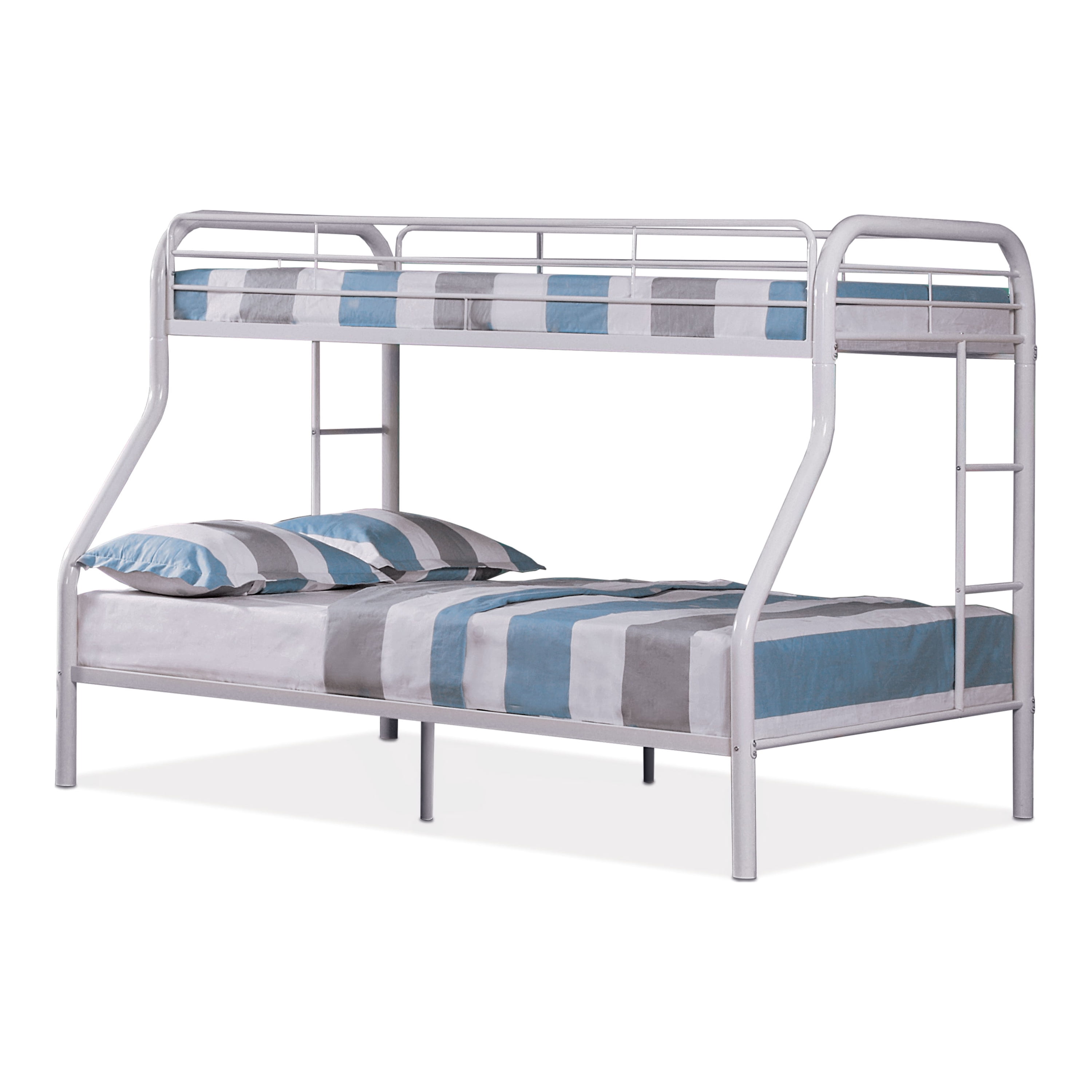 Furniture of America Mihauk Kids Metal Twin over Full Bunk Bed with Side Ladder, White