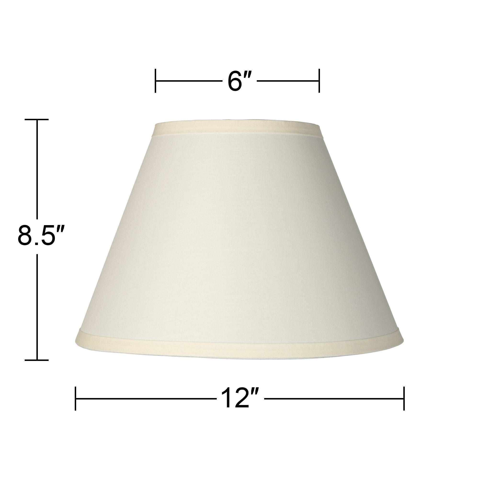 Springcrest Set of 2 Empire Lamp Shades Ivory White Small 6" Top x 12" Bottom x 8" High x 8.5" Slant Clip-On Harp Finial Fitting