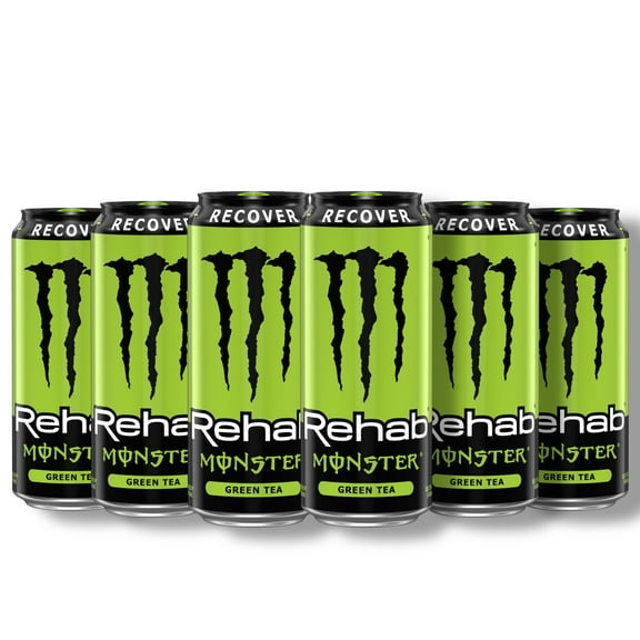 Monster Energy Rehab Green Tea Energy, Energy Iced Tea, Energy Drink 15.5 Fl Oz (Pack of 6)