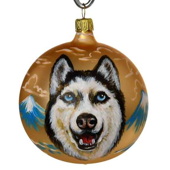 Siberian Husky Glass Christmas Ball