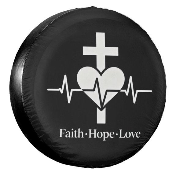 KAKALAD Faith Hope Love Heart 01 Spare Tire Cover Universal Vehicle Accessories Buckle Car Tools 14”in