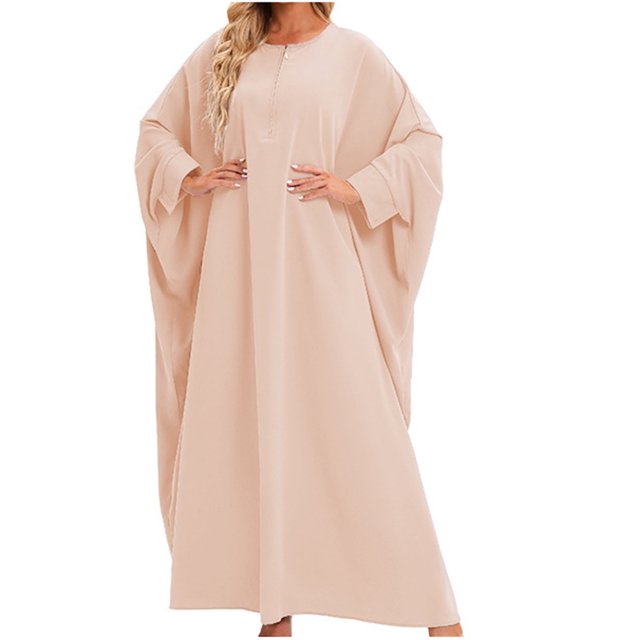 LSLJS Robe Ample pour Femme Robe Décontractée Robe de Couleur Unie Grande Robe Robe à Manches Longues, Robe Grande Taille