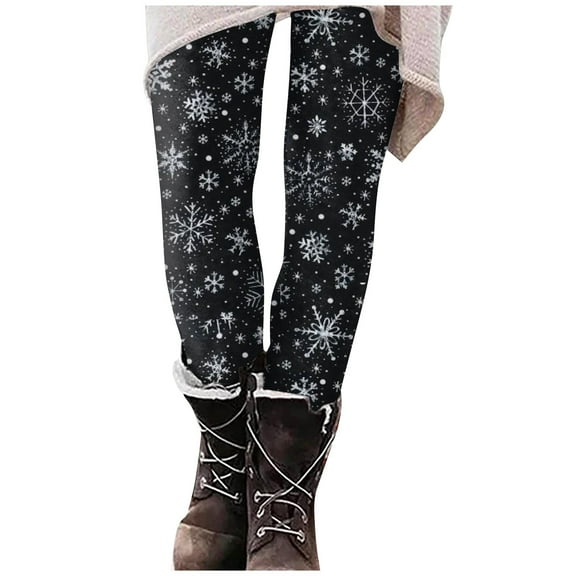 Dndkilg Womens Leggings Christmas High Waisted Snowflake Tummy Control Funny Compression Pants Holiday Workout Clearance Tight Fashion Leggings for Women Black 4XL