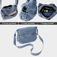 thumbnail image 6 of Sunyuer Washed Denim Crossbody Bag for Women, Vintage Multi Pocket Shoulder Handbag, Casual Lightweight Large Capacity Messenger Bag, Adjustable Strap Daily Travel Purse, 6 of 8